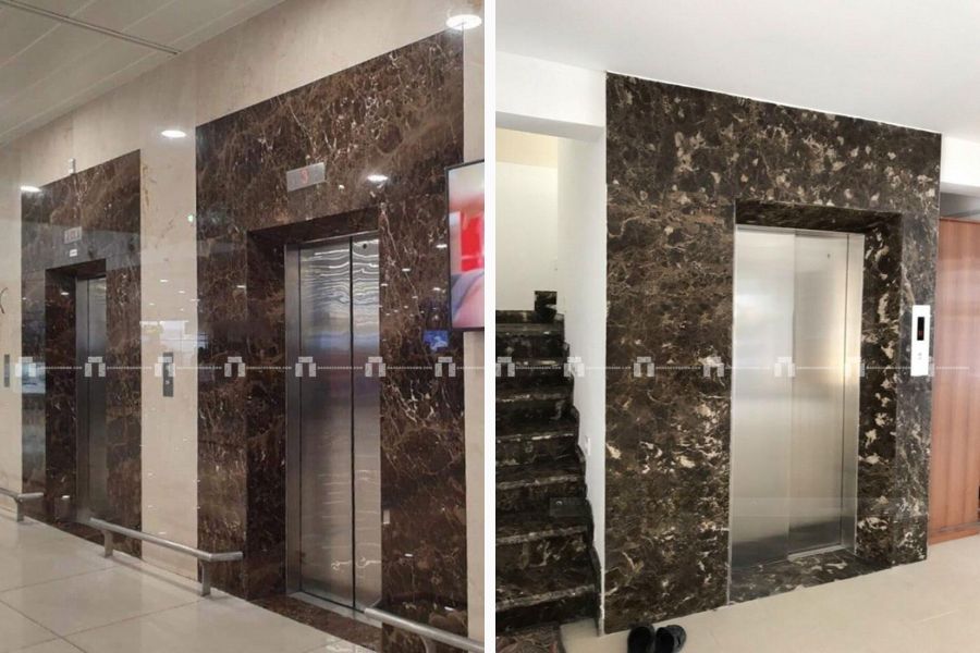Đá Marble Nâu Hoàng Đế (Dark Emperador) - Ốp Thang Máy 2