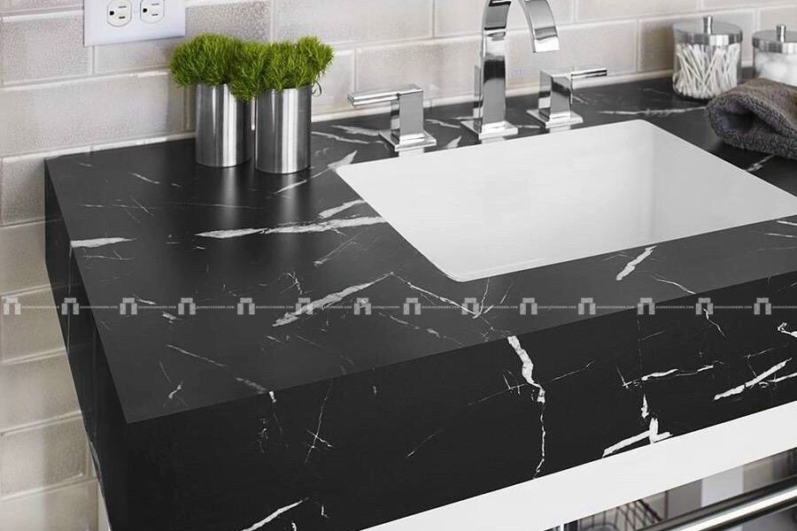 Đá Marble Đen Tia Chớp Làm Bàn Bếp, Lavabo 3