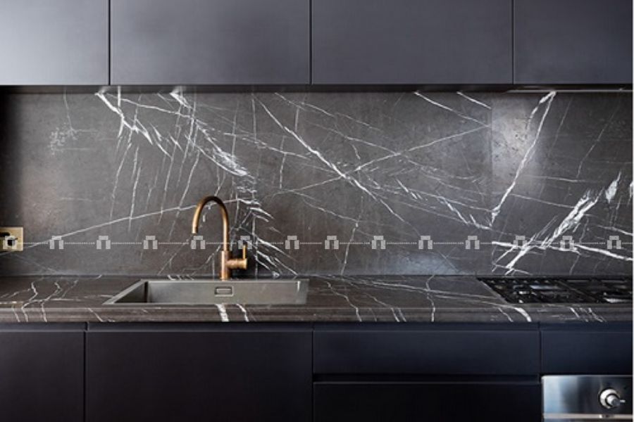 Đá Marble Đen Tia Chớp Làm Bàn Bếp, Lavabo 5