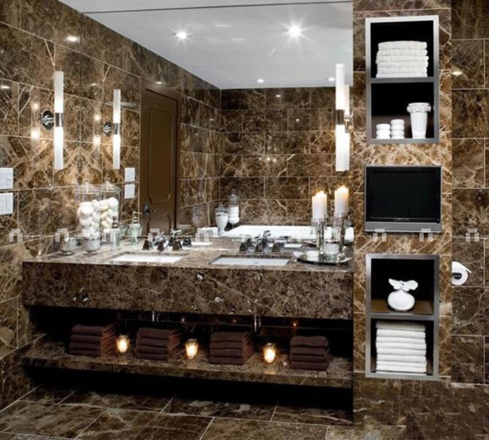 Đá Marble Nâu Hoàng Đế (Dark Emperador) -  Làm Bàn Bếp, Lavabo