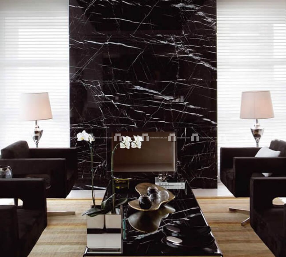 Đá Marble Đen Tia Chớp - Ốp Tường, Mặt Tiền