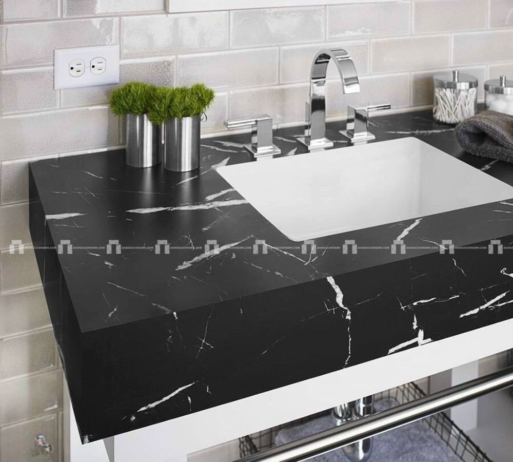 Đá Marble Đen Tia Chớp Làm Bàn Bếp, Lavabo