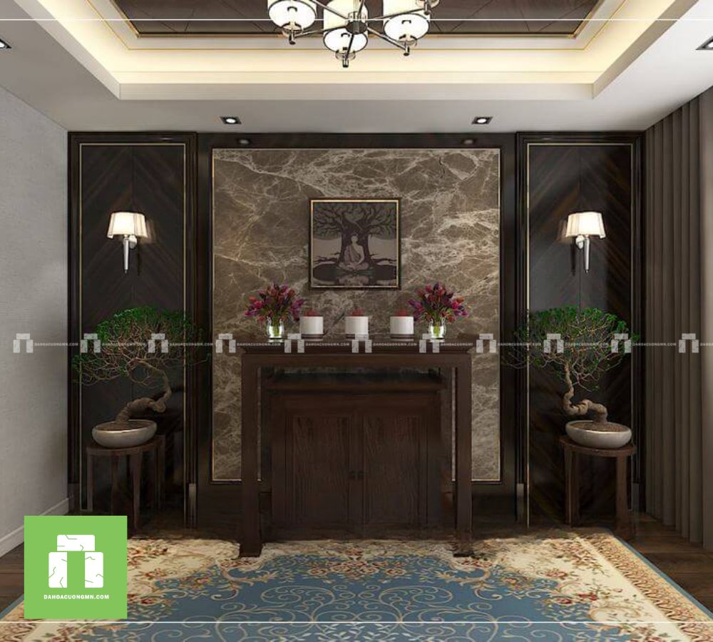 Thi công ốp đá phòng thờ